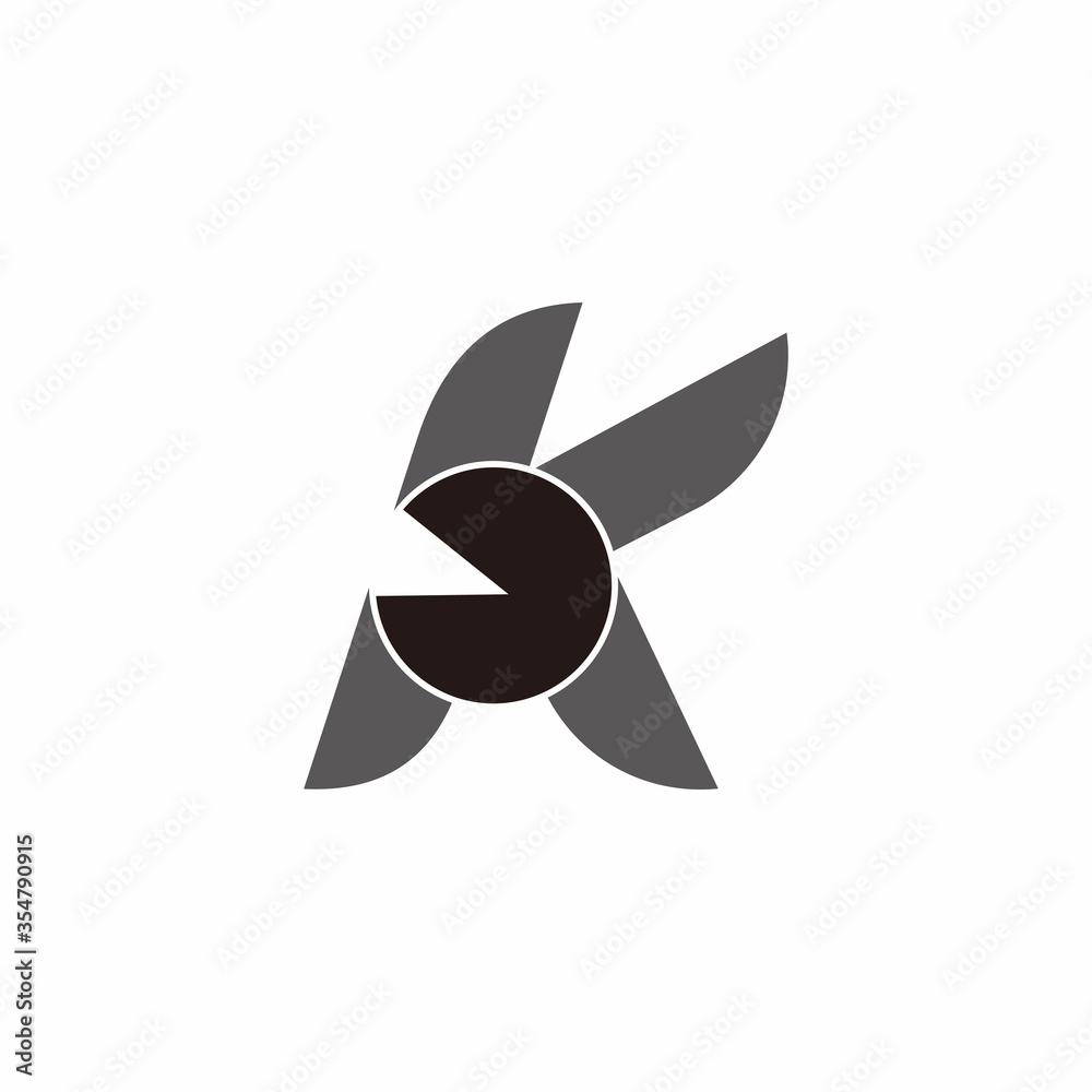 letter k curves circle chart abstract symbol logo vector