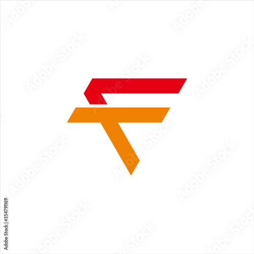abstract letter ft triangle arrow geometric line logo vector