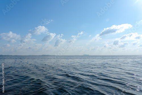 Seascape with cloud on blue sky , horizon and sea surface with motion wave - Background © toktak_kondesign