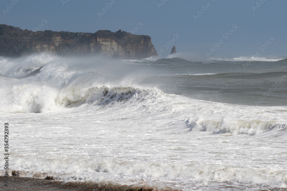 Large Waves from Typhoon, Hurricane, breaking, climate & ocean temperatures are rising, Surfing In Japan, Near Shidashita, Olympic Venue for surf. Large Waves from Typhoon, Hurricane, breaking, climate & ocean temperatures are rising, Surfing In Japan, Near Shidashita, Olympic Venue for surf.
