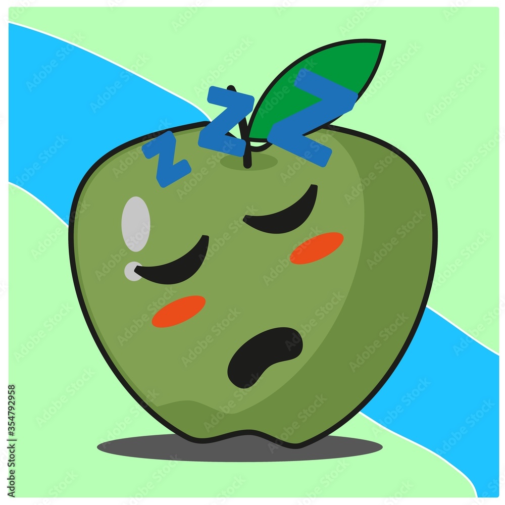 Cute green apple fruit cartoon face mascot character vector design Cute green apple fruit cartoon face mascot character vector design