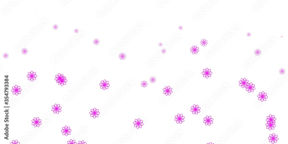Light Purple, Pink vector doodle pattern with flowers.