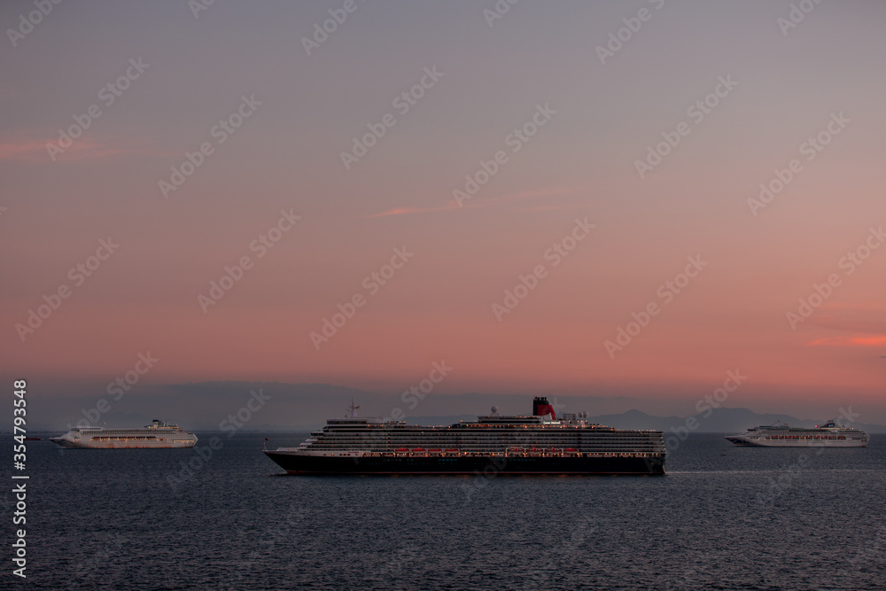 Photo of Cruise ships anchored in Manila Bay on May 21st 2020