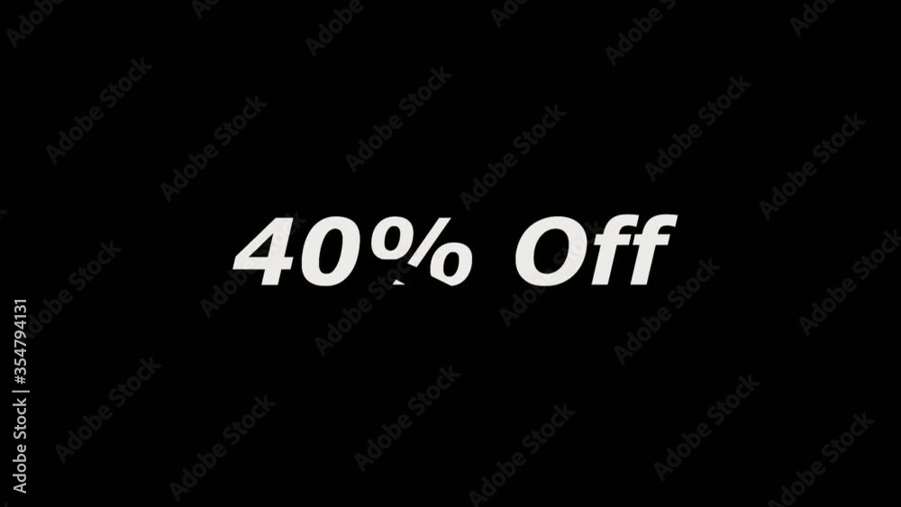 Sale 40% off promotion message with glitch effect animation for sale promotion advertising Sale 40% off promotion message with glitch effect animation for sale promotion advertising