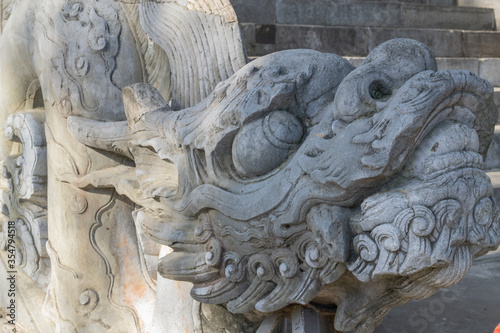 Konstfotografi Stone dragon carving at Imperial Citadel of Thang Long Hanoi