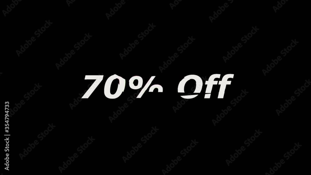70% off letter with glitch effect animation for sale promotion advertising 70% off letter with glitch effect animation for sale promotion advertising