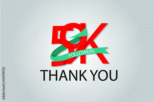 59K, 59.000 Thank you followers social media. Red logo with Tosca ribbon. For Social Medias, internet ads - Vector