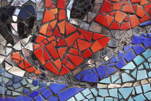 A close-up view of mosaics made of original colors.