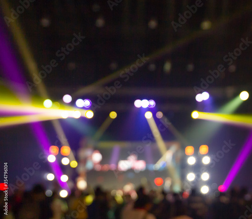 Bright colorful stage lights of blur background, Bokeh concert light