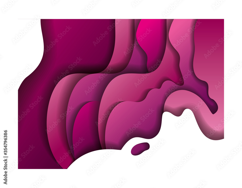 Naklejka premium Purple and pink waves background inside frame vector design