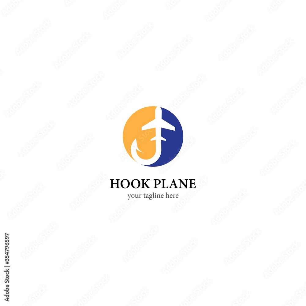 Hook plane logo template vector icon design Hook plane logo template vector icon design