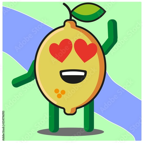 Cute citrus lemon fruits cartoon face mascot character with hand and leg vector design