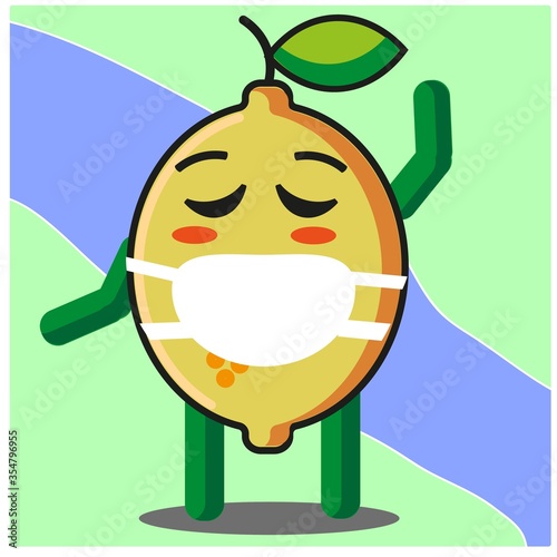 Cute citrus lemon fruits cartoon face mascot character with hand and leg vector design