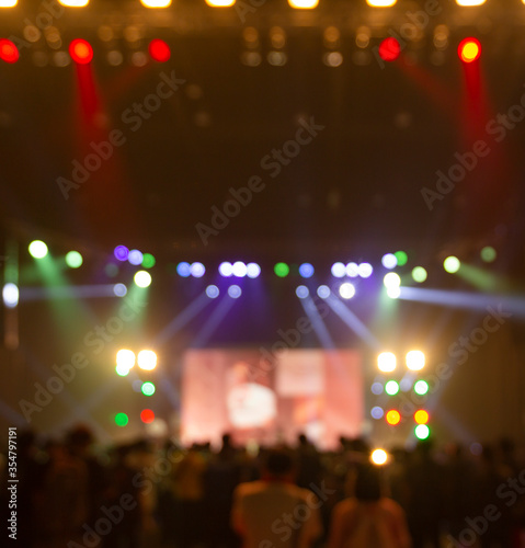 Bright colorful stage lights of blur background, Bokeh concert light