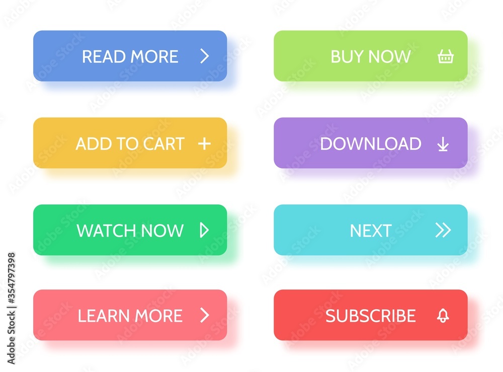 Action button set. Rounded vector continue navigation web element Action button set. Rounded vector continue navigation web element