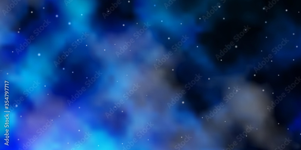 Obraz premium Light BLUE vector background with colorful stars. Shining colorful illustration with small and big stars. Design for your business promotion.