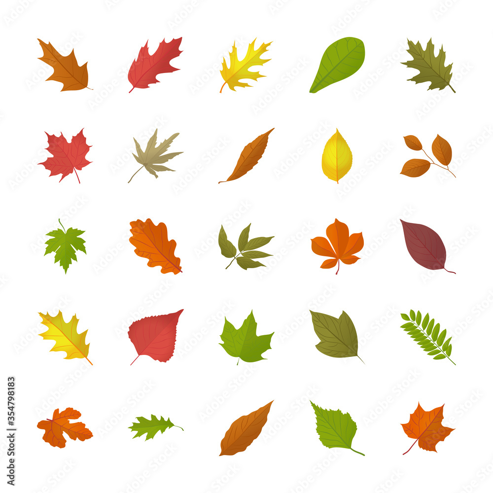 Fall Foliage Flat Icons 