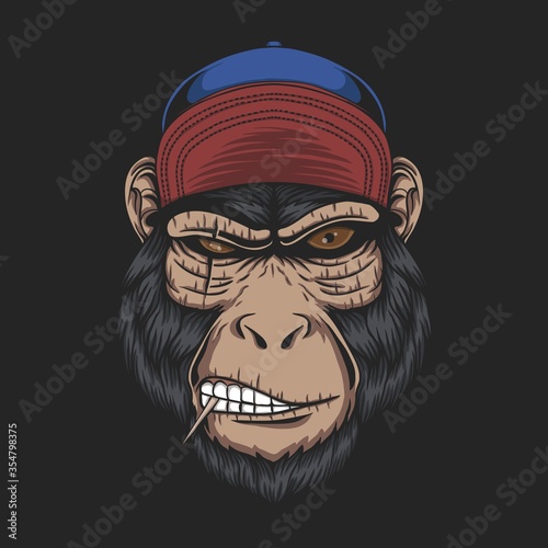 Monkey head cap vector illustration
