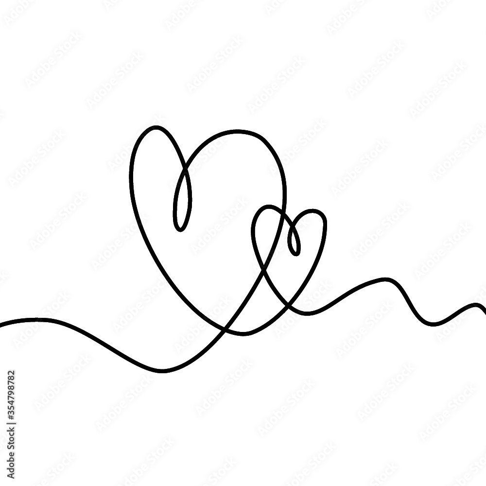 Heart. Abstract love symbol. Continuous line art drawing illustration. Valentines day background banner.	
