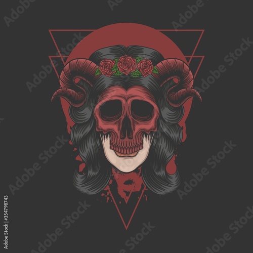 Woman demon Mask vector illustration Fotobehang