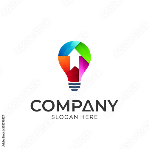 Bulb combined with arrow vector logo concept.