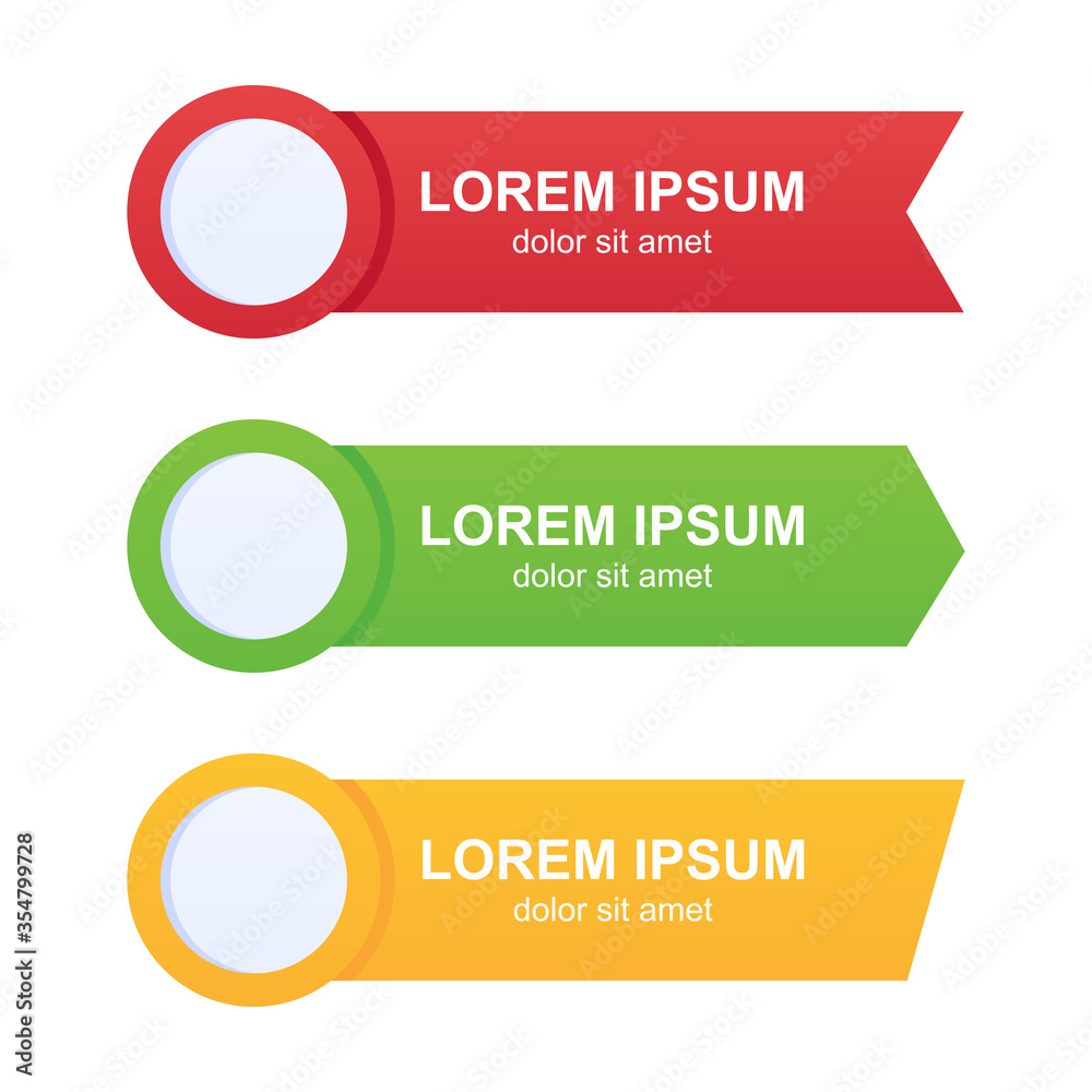 Set of vivid flat gradient geometric shape vector banners with a modern origami ribbon design style