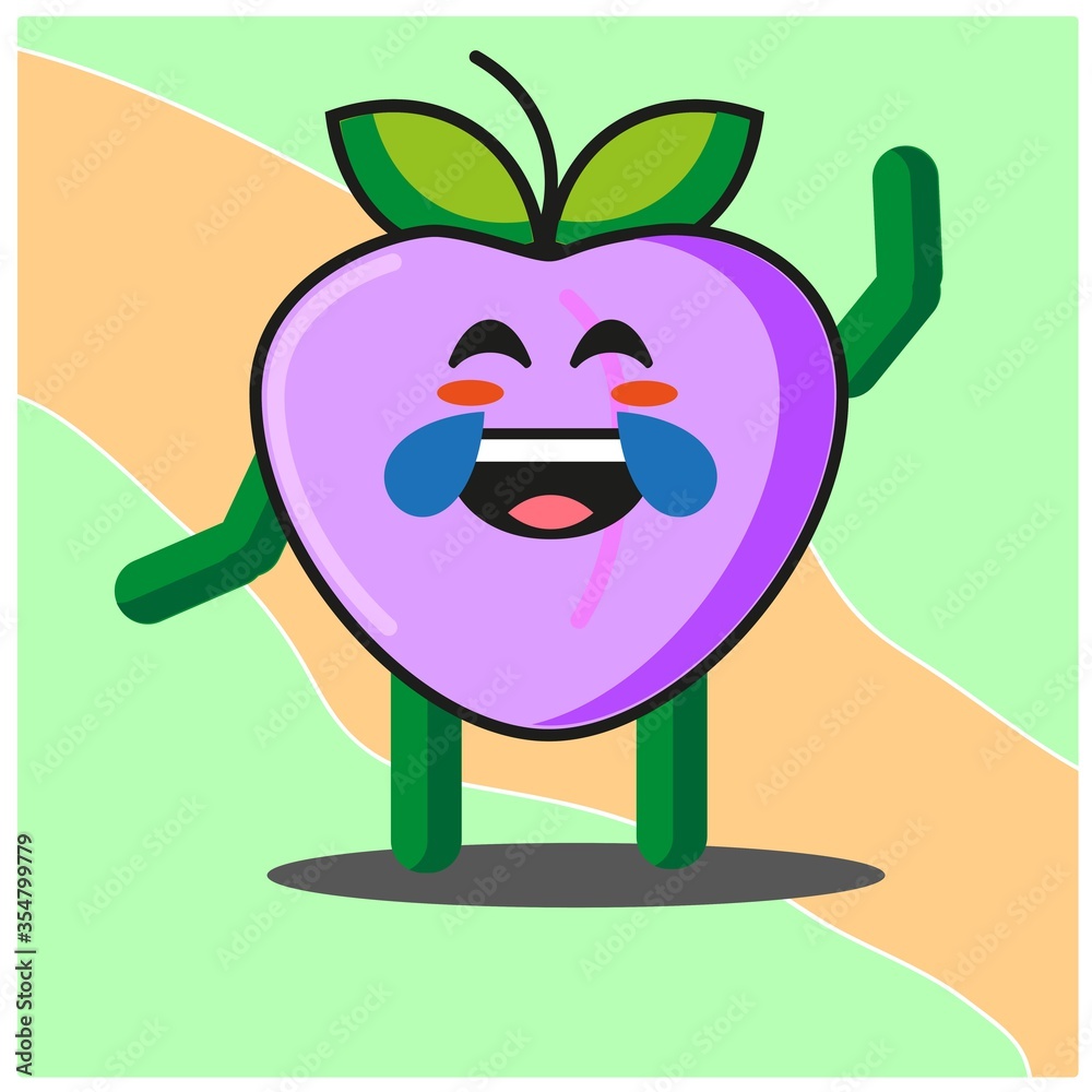 Cute peach fruits cartoon face mascot character with hand and leg vector design Cute peach fruits cartoon face mascot character with hand and leg vector design