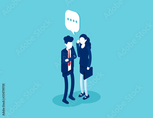 Business says something to other people. Isometric vector style