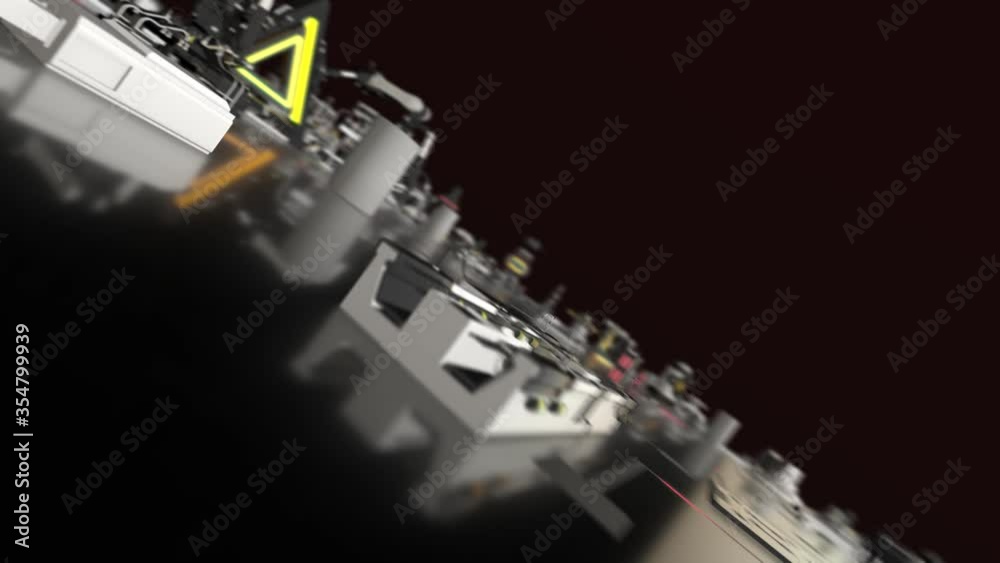 Seamless looping 3d animation of a future tech concept revealing the text mechanization in 4k resolution Seamless looping 3d animation of a future tech concept revealing the text mechanization in 4k resolution