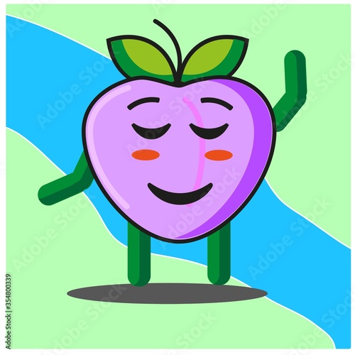 Cute peach fruits cartoon face mascot character with hand and leg vector design