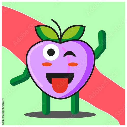 Cute peach fruits cartoon face mascot character with hand and leg vector design