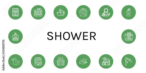 shower simple icons set