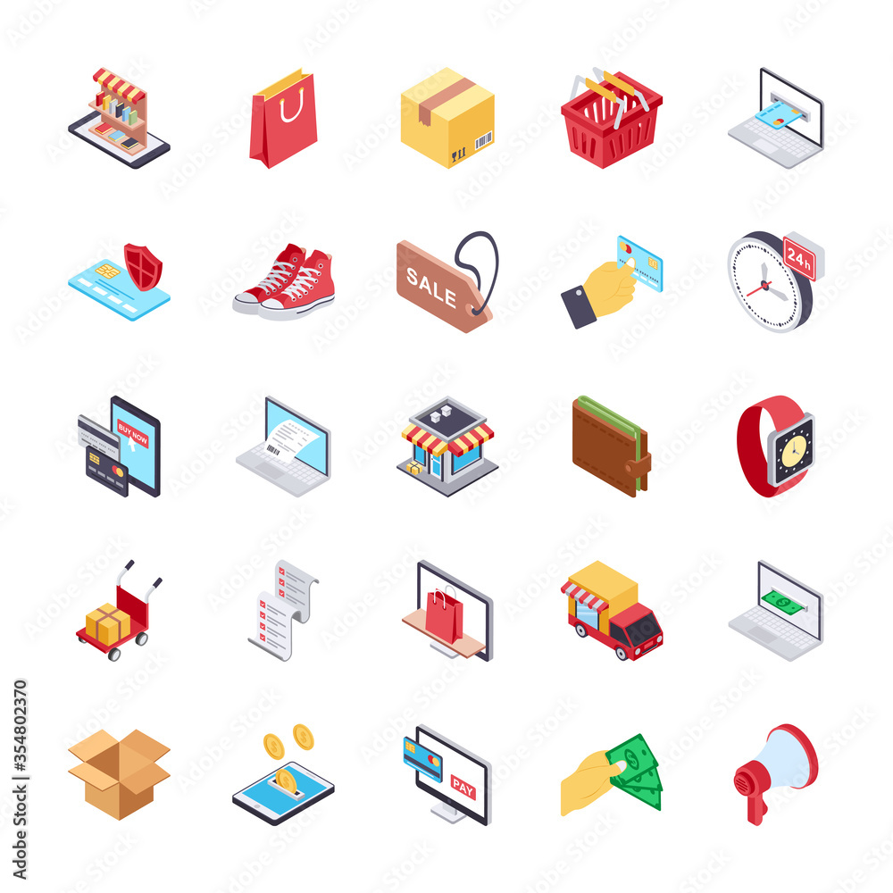 Online Shopping Flat Vectors Set Online Shopping Flat Vectors Set