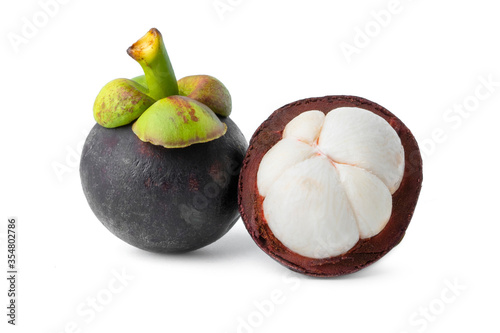tropical fruit mangosteen isolate on white background