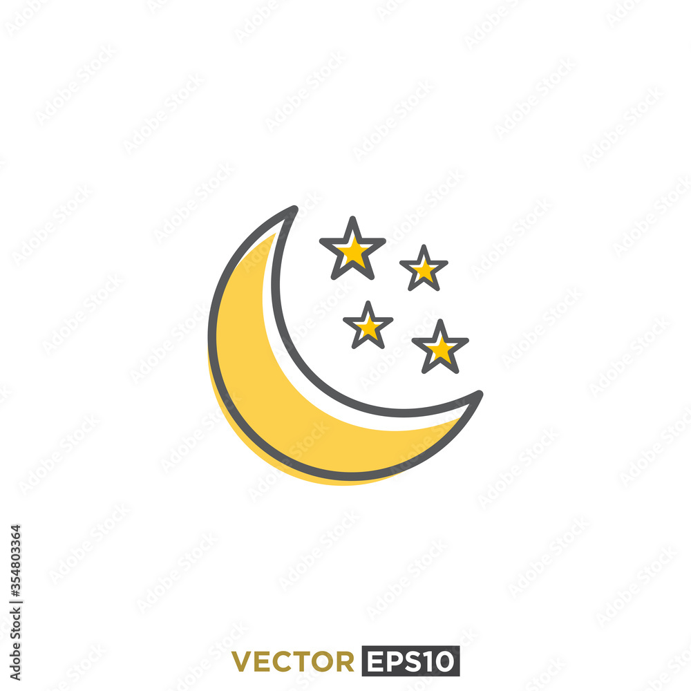 Moon Stars Icon Vector Template