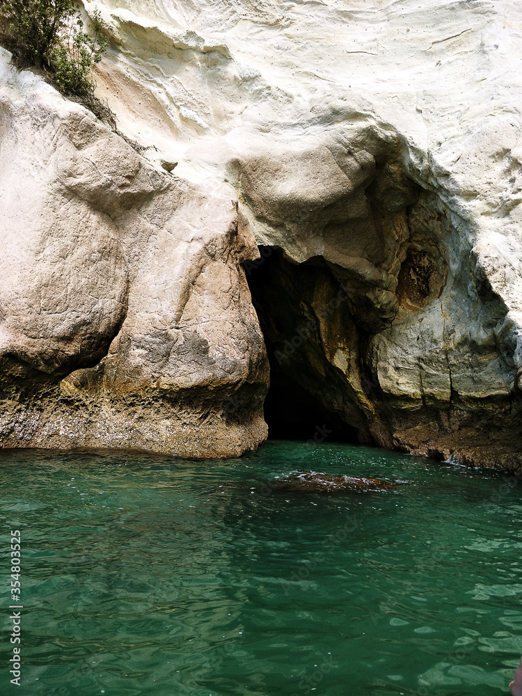Look at the cave near Cathedral cove view on the boat