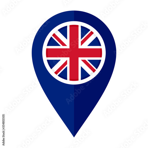flat map marker icon with united kingdom flag. vector illustration isolated on white background