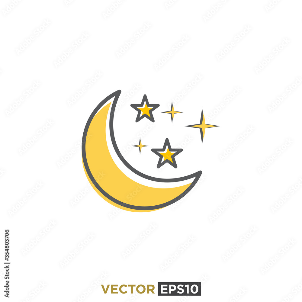 Moon Stars Icon Vector Template Moon Stars Icon Vector Template