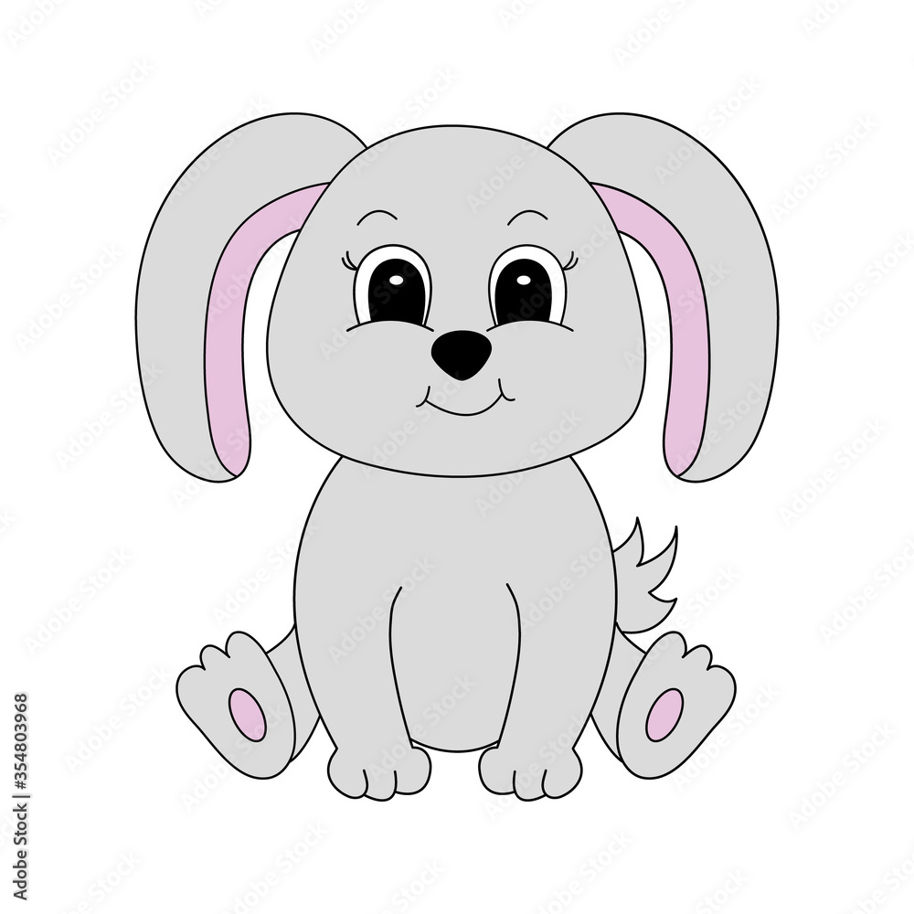 Cartoon cute bunny. Vector illustration for children.