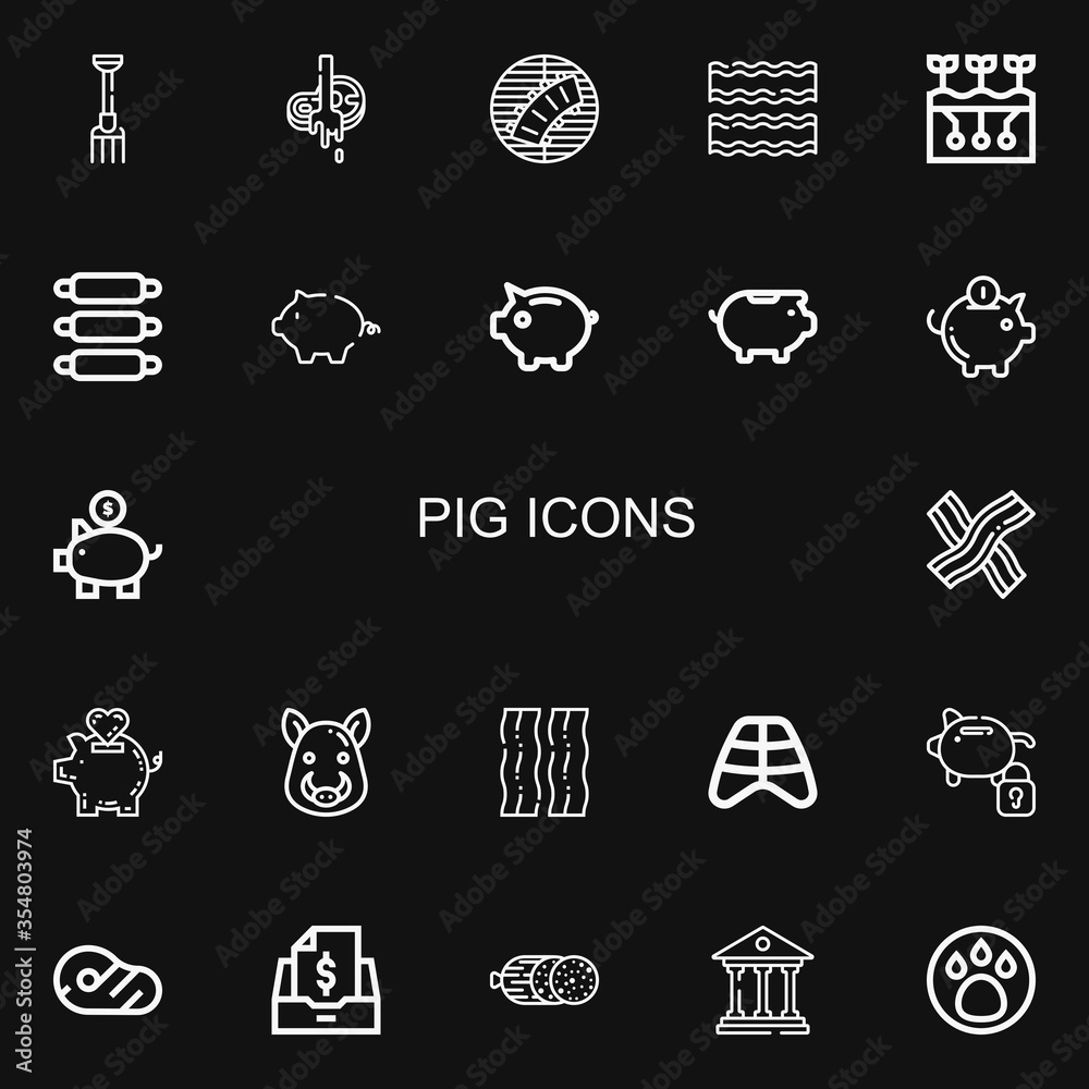 Editable 22 pig icons for web and mobile