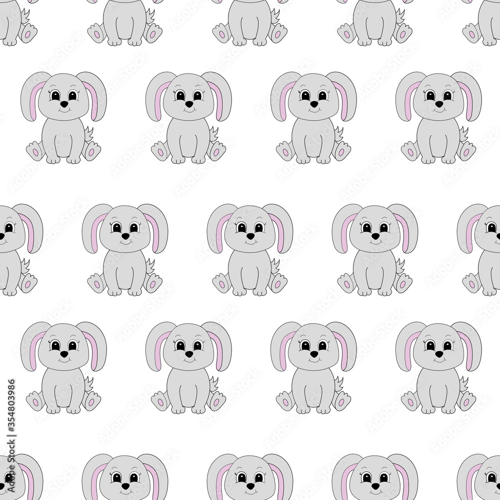 Seamless pattern with cartoon cute rabbit. Vector illustration. Seamless pattern with cartoon cute rabbit. Vector illustration.