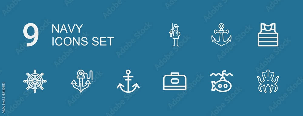 Editable 9 navy icons for web and mobile Editable 9 navy icons for web and mobile