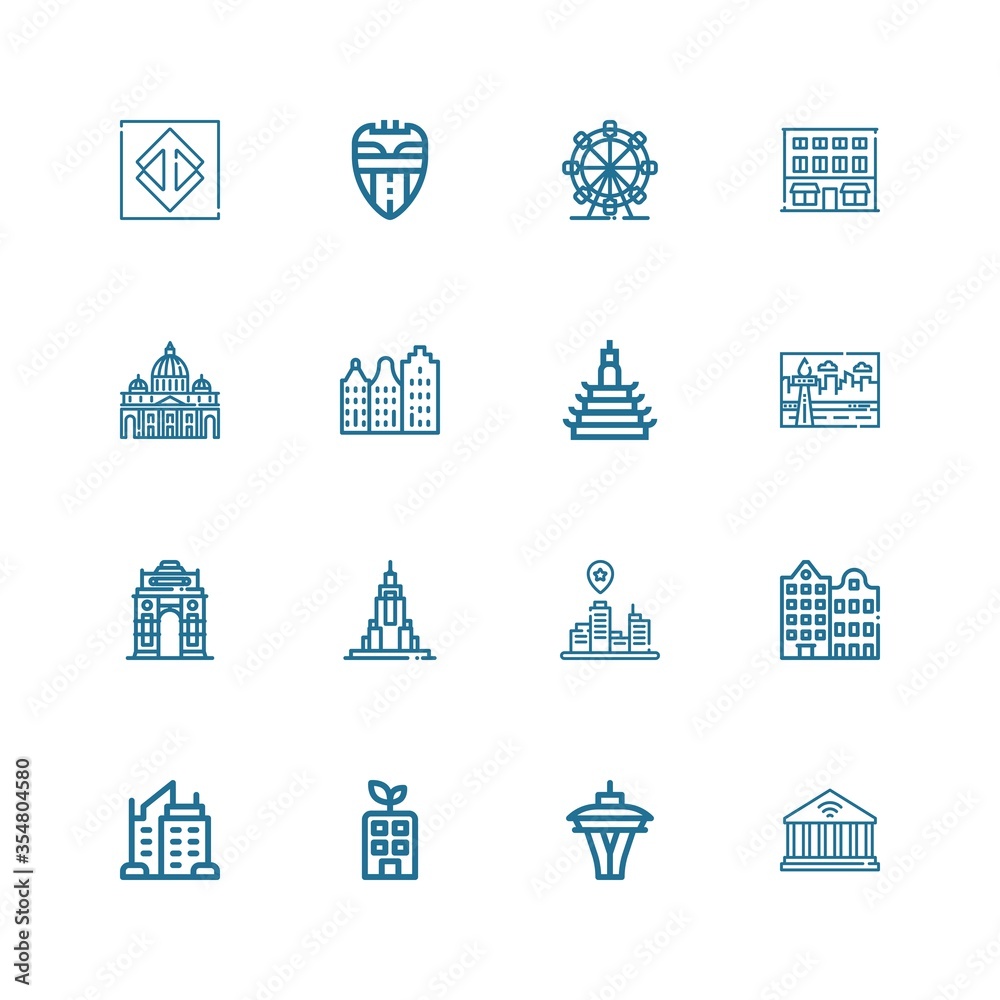 Editable 16 cityscape icons for web and mobile