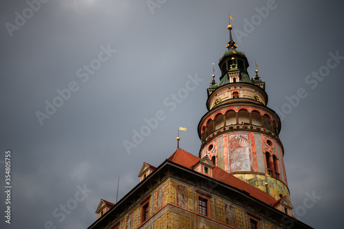 Beautiful view to church and castle in Cesky Krumlov, Czech republic