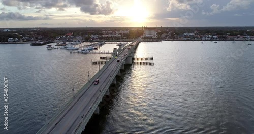 Wallpaper Mural Bridge of Lions to Downtown St. Augustine, Florida, Aerial Drone Shot Torontodigital.ca