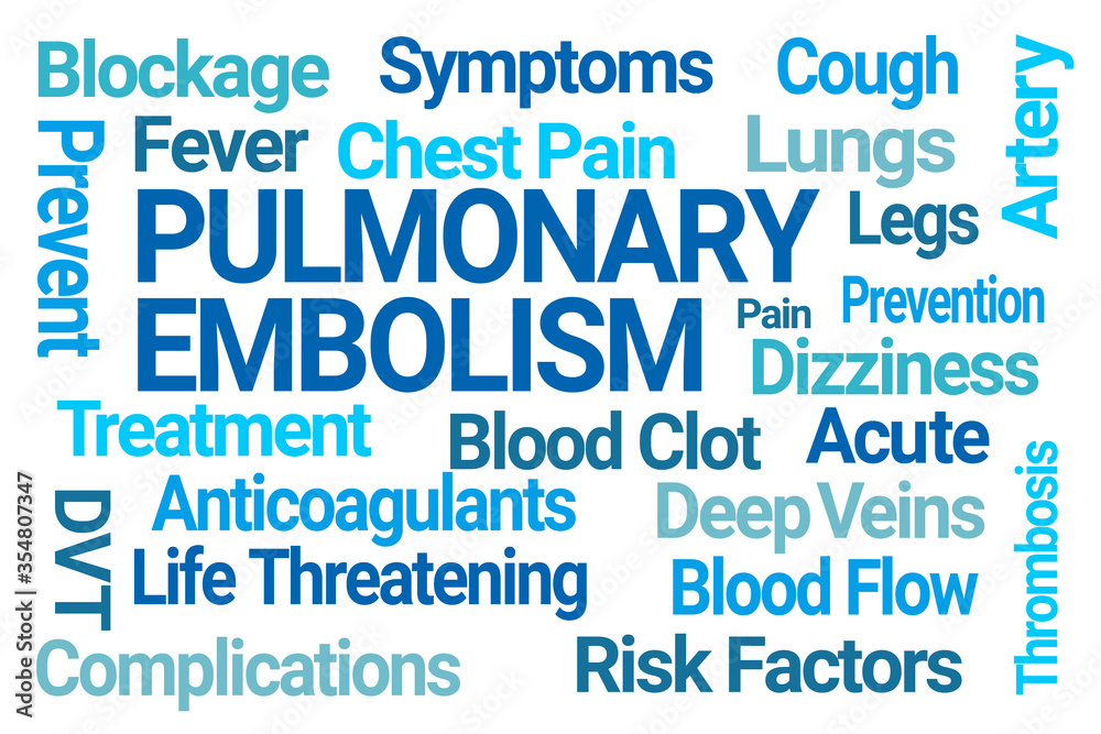 Pulmonary Embolism Word Cloud on White Background Pulmonary Embolism Word Cloud on White Background