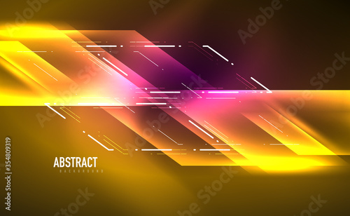 Dynamic neon shiny abstract background. Trendy abstract layout template for business or technology presentation, internet poster or web brochure cover, wallpaper