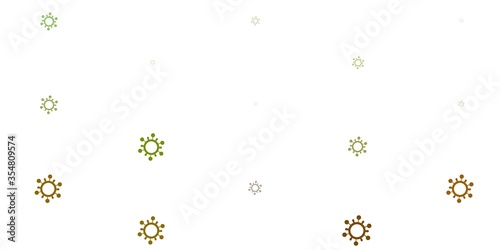 Light Green, Yellow vector backdrop with virus symbols.