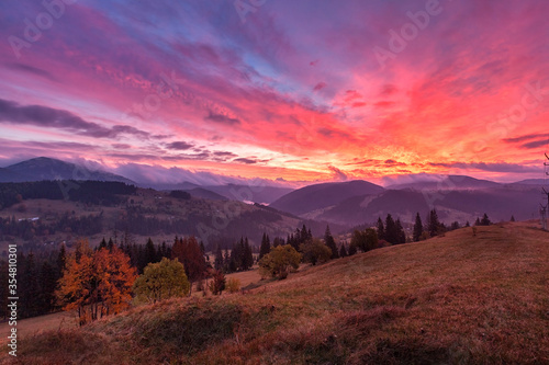 Fototapeta Naklejka Na Ścianę i Meble -   landscape in the mountains with dramatic sky
