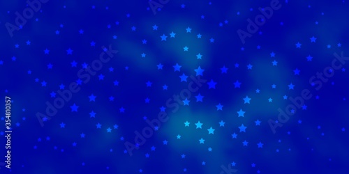 Dark BLUE vector layout with bright stars. Shining colorful illustration with small and big stars. Best design for your ad, poster, banner.